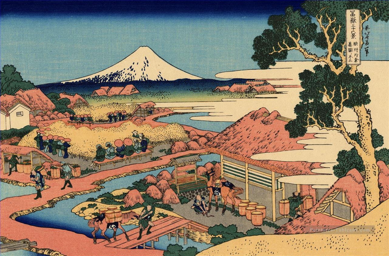 la plantation de thé de Katakura dans la province de Suruga Katsushika Hokusai ukiyoe Peintures à l'huile
